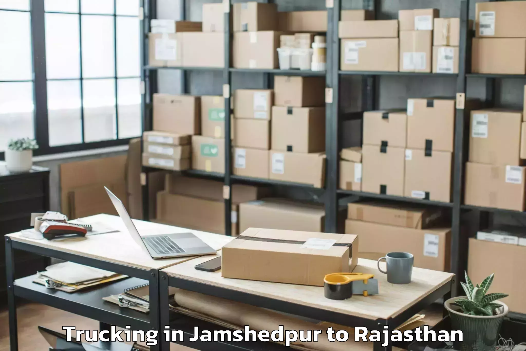 Easy Jamshedpur to Madhav University Pindwara Trucking Booking